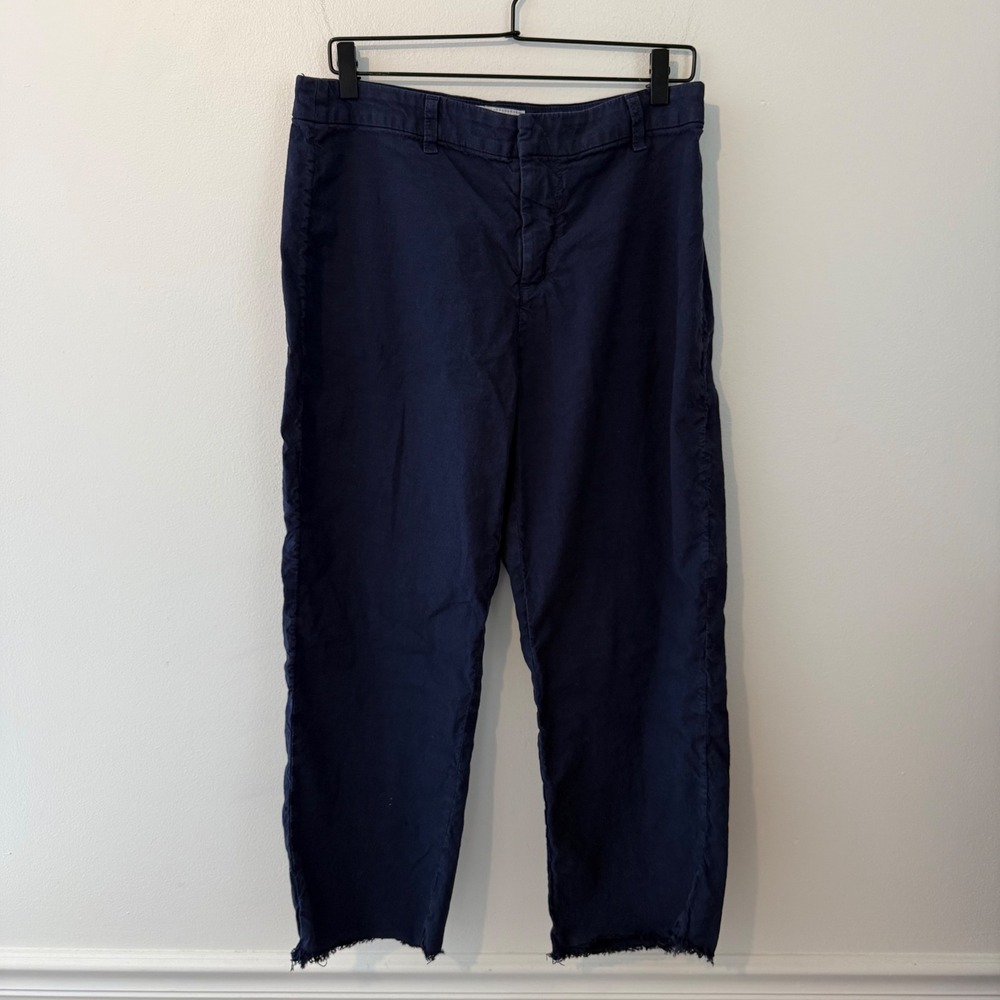 Frank & Eileen kinsale crop Italian performance linen sailor pants navy blue 12